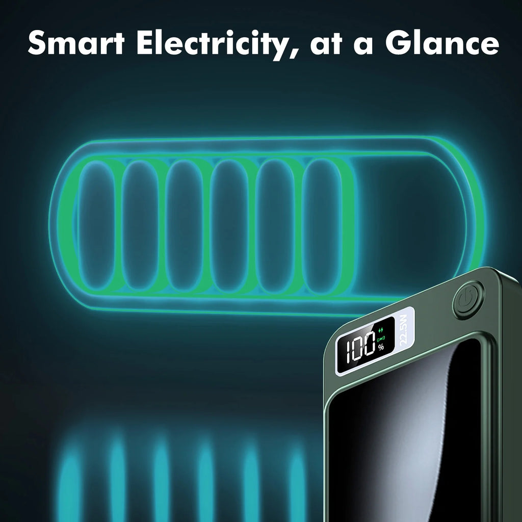 Power Bank,10000Mah 22.5W Fast Charging Portable Charger,2 in 1 Wireless Power Bank with LED Display Compatible with Iphone 8 above Series,Green