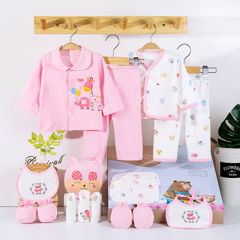 US 18 Pcs 0-6 Months Newborn Baby Boys Girls Outfit Essentials Layette Gift Set